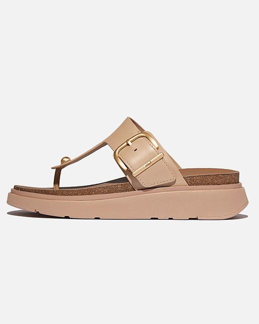 Fitflop White Gen-Ff Buckle Leather Toe-Post Sandals