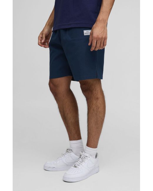 BoohooMAN Blue Elasticated Waist Relaxed Woven Tab Canvas Shorts for men