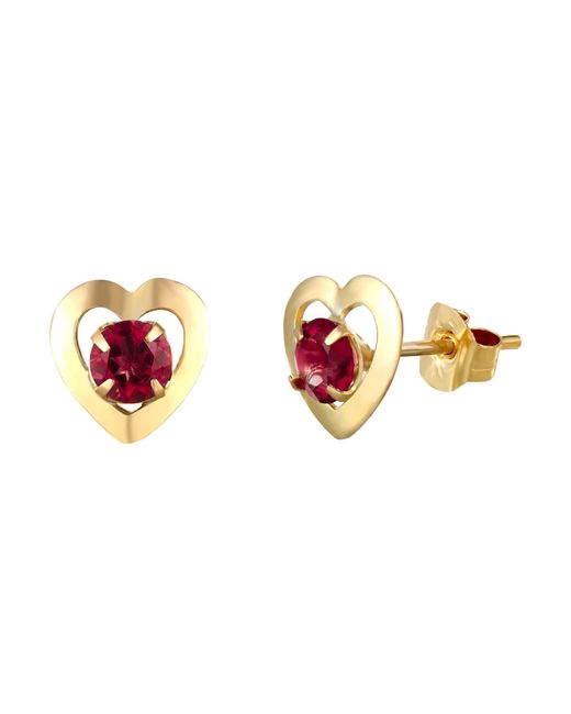 The Jewellery Stockroom Metallic 9Ct 3.5Mm Garnet Heart Everyday Stud Earrings