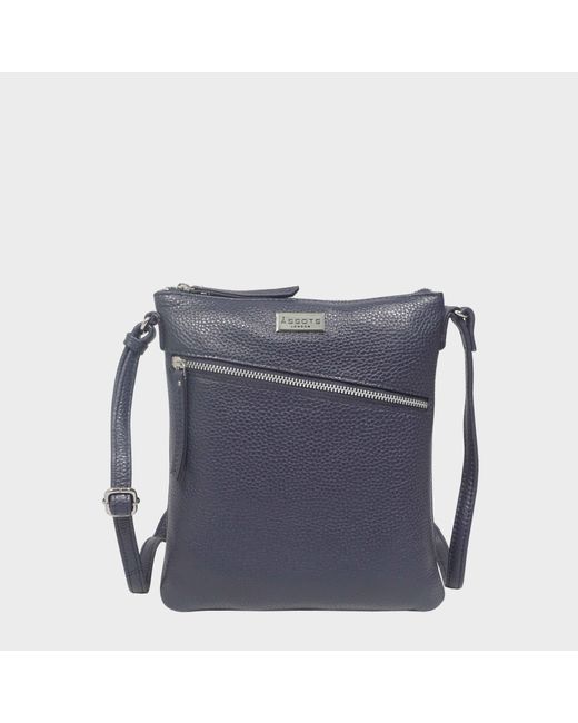 Assots London Blue 'rosy' Navy Pebble Grain Soft Real Leather Crossbody Bag