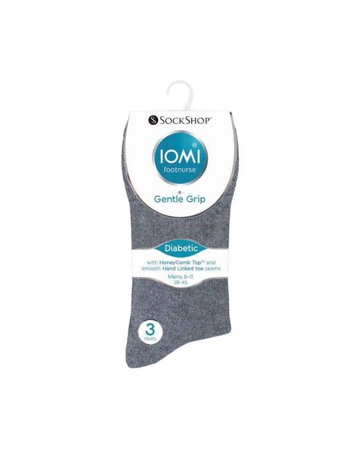 IOMI Black 6 Pack Non Elastic Diabetic Socks With Hand Linked Toe Seams for men
