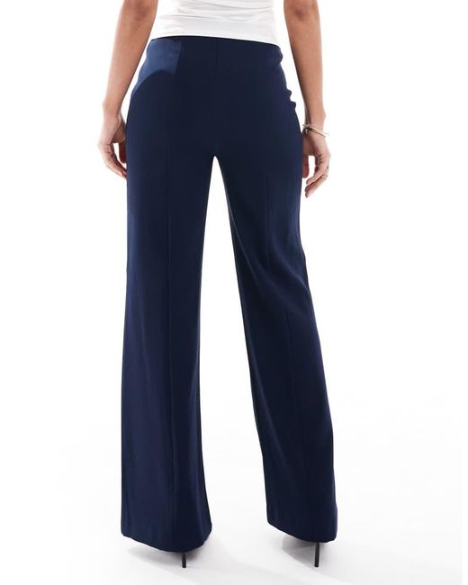 ASOS Blue Tailored Double Pocket Seam Detail Trousers