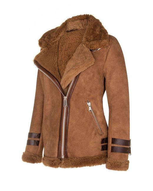 Infinity Leather Brown Sheepskin Biker Jacket-Alamar