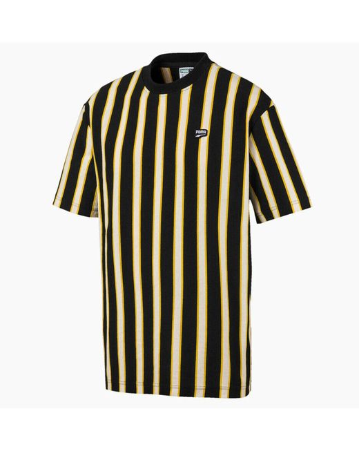 PUMA Black Downtown Stripe Tee Casual T-Shirt 595687 01 for men