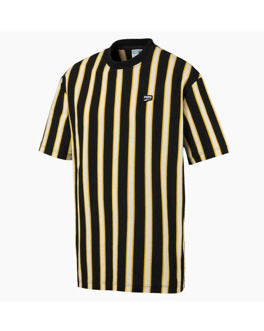 PUMA Black Downtown Stripe Tee Casual T-Shirt 595687 01 for men
