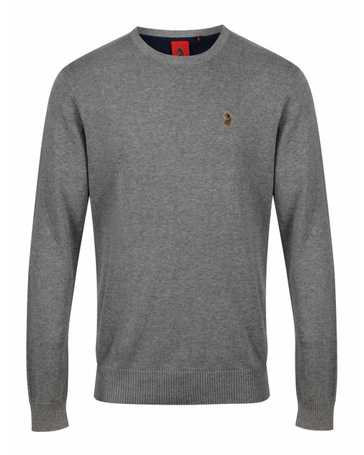 Luke 1977 Gray Gerard 3 Pure Cotton Crew Neck Jumper for men