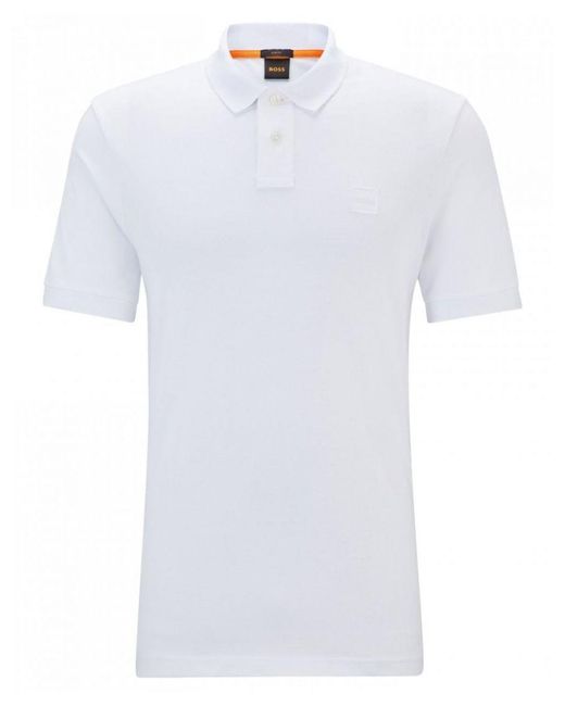Boss White Boss Passenger Stretch-Cotton Slim-Fit Polo Shirt With Logo Patch Nos for men