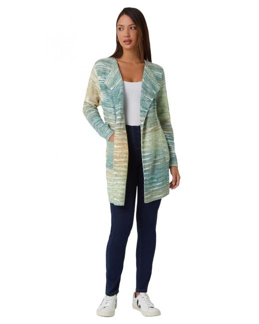 Roman Green Ombre Longline Knitted Cardigan