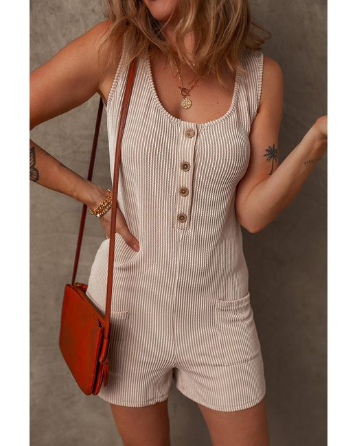 Azura Exchange Brown Ribbed Knit Sleeveless Jumpsuit