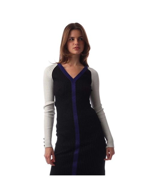 Boss Black Long Sleeve Knitted Bodycon Dress