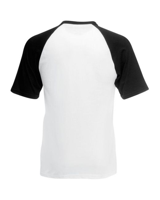 Fruit Of The Loom Black Short Sleeve Baseball T-Shirt Cotton for men