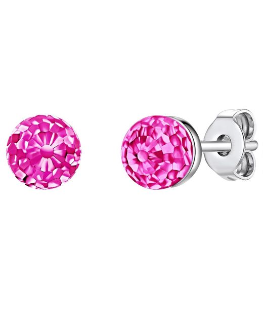 Rafaela Donata Pink Embellished With Swarovski Crystals Earring Sterling