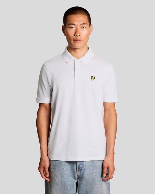 Lyle & Scott White Jacquard Tipped Polo Shirt for men