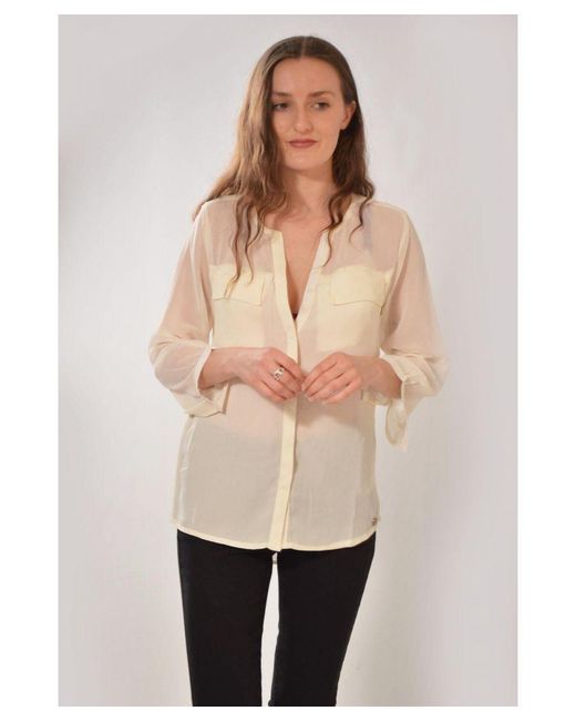 Secret Label White Chiffon Crepe Pocket Blouse