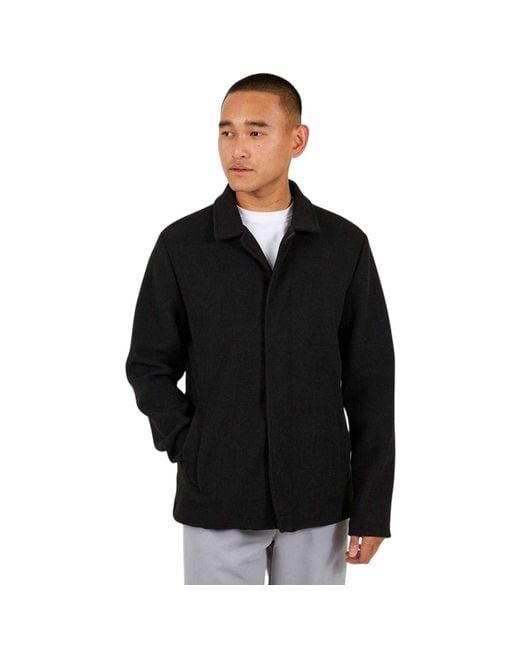 Brave Soul Black Plain Overcoat for men