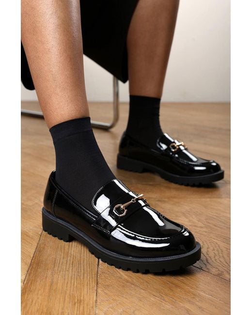 Where's That From Black Wheres Aadhya Chunky Snaffle Trim Detail Loafers