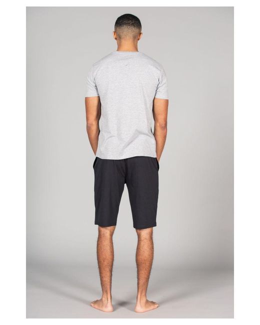 Tokyo Laundry Gray Cotton 2-Piece Short Sleeve Top And Jersey Shorts Loungewear Set for men