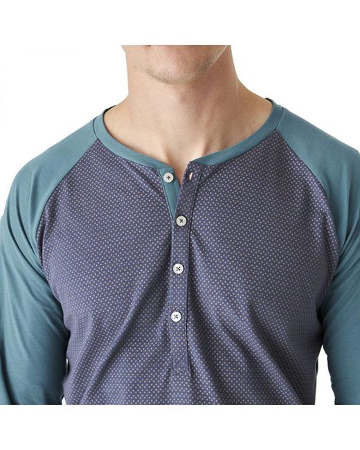 J&j Brothers Blue Jjb12 Long Sleeve Round Neck Cotton Pajamas for men