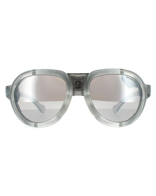 Moncler Gray Oval Smoke Mirror Sunglasses for men