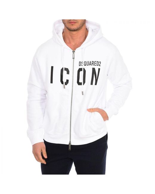 DSquared² White Zip-Up Hoodie S79Hg0002-S25042 for men