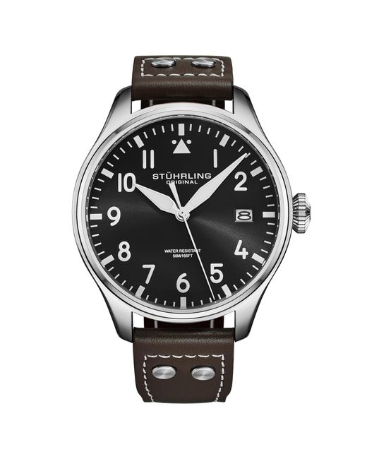Stuhrling Metallic Airman 4078 Quartz 43Mm Pilot Watch for men