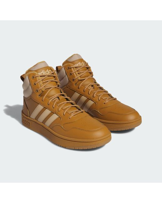 Adidas Brown Hoops 3.0 Mid Lifestyle Basketball Classic Fur Lining Winterized Shoes