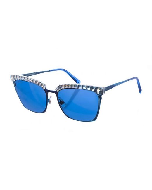Swarovski Blue Metal Sunglasses With Oval Shape Sk0196S