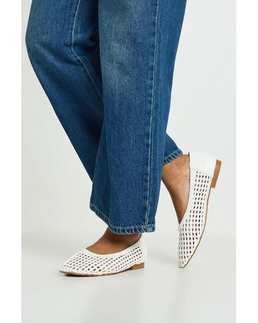 Boohoo Blue Woven Ballet Flats