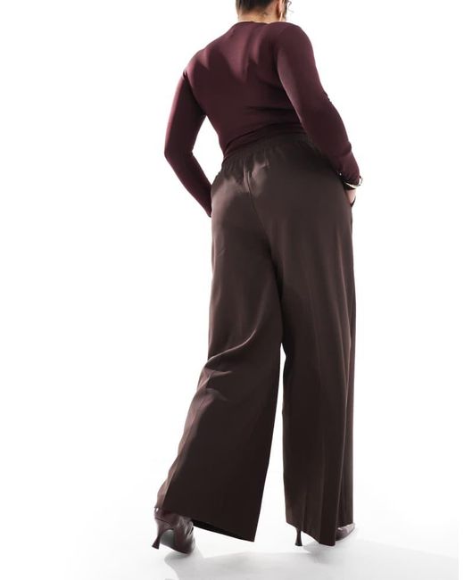Yours Purple Pull On Wide Leg Trousers