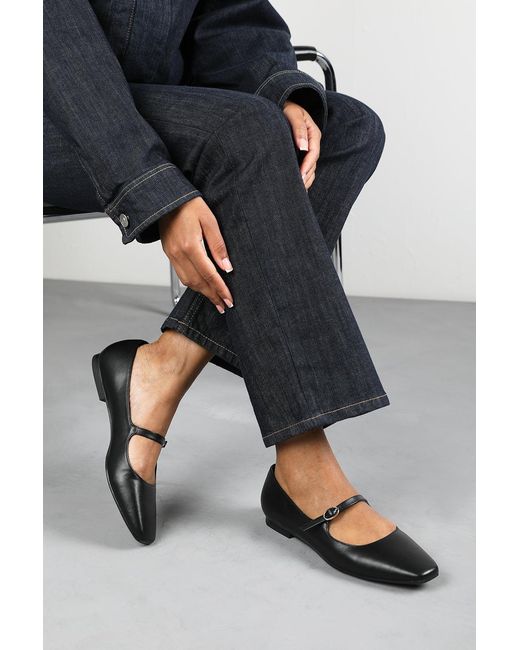 Where's That From Black Wheres 'Jordan' Wide Fit Mary Jane Flats With Buckle Strap