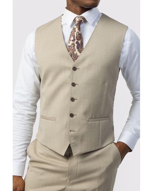 Ted Baker Natural Single Breasted Five Button V-Neck Tailored Suit Waistcoat for men