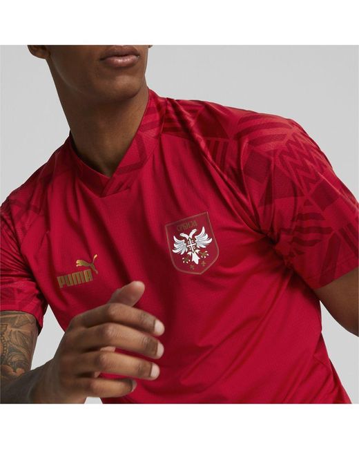PUMA Red Serbia Football Pre-Match Jersey for men