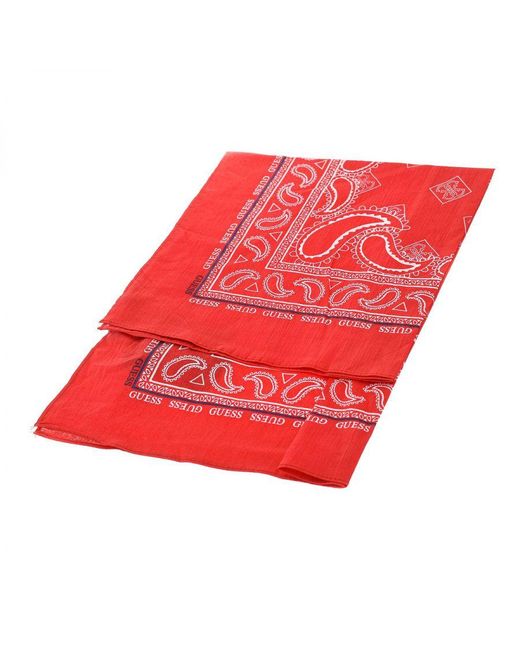 Guess Red Multi-position Printed Scarf Am8765cot03 Man Cotton for men