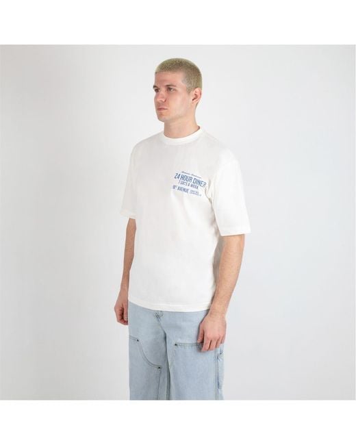 Criminal Damage White Oversize Fit Lettering Crew Neck T-Shirt for men