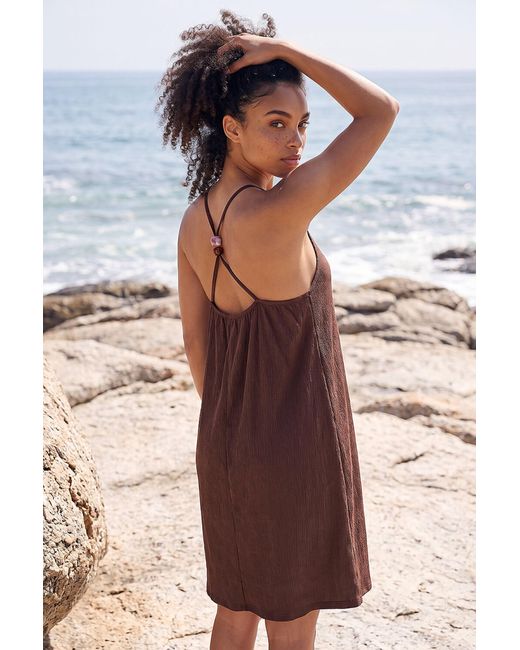 D.u.s.k Brown Beaded Textured Dress