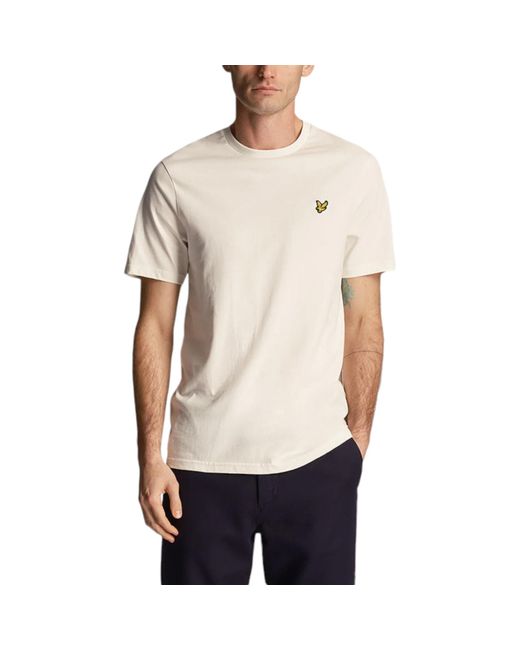Lyle & Scott Natural Short Sleeve T Shirts Regular Fit Crew Neck Summer Cotton Tee for men