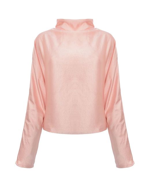 Pretty Lavish Pink High Neck Backless Blouse