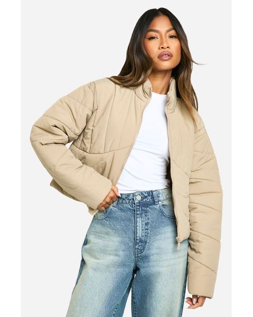 Boohoo Blue Seam Detail Puffer Jacket