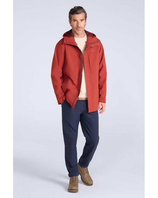 Mountain Warehouse Red 'Ridge' Waterproof Jacket Breathable Adjustable Hood Zipped Rain Coat for men