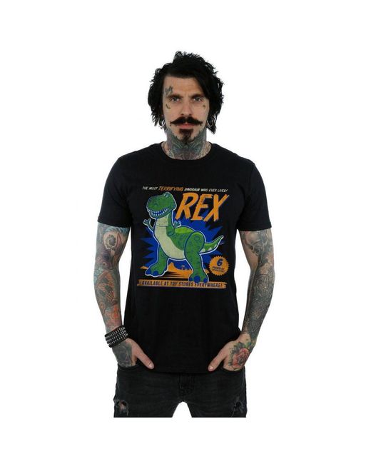 Disney Black Toy Story 4 Rex Terrifying Dinosaur T-Shirt () Cotton for men