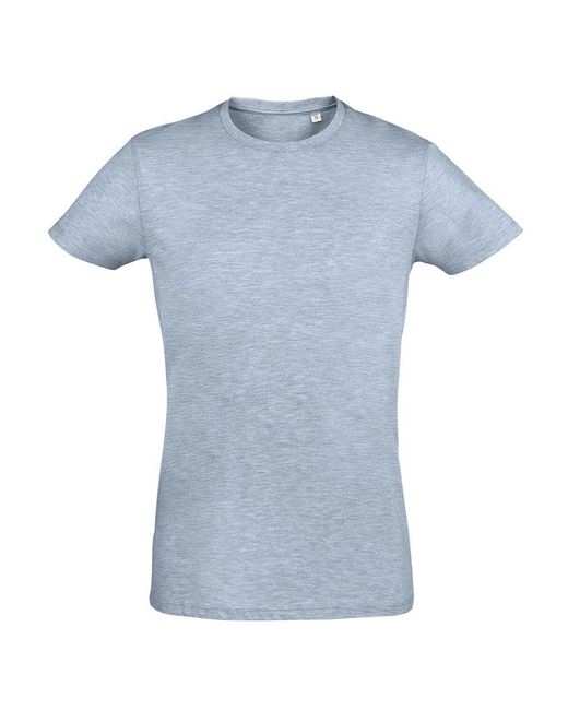 Sol's Blue Regent Slim Fit Short Sleeve T-Shirt (Heather Sky) Cotton for men