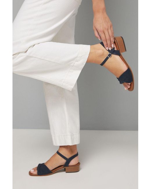 Wallis Gray Dulcie Suede Twist Front Low Block Heel Sandals
