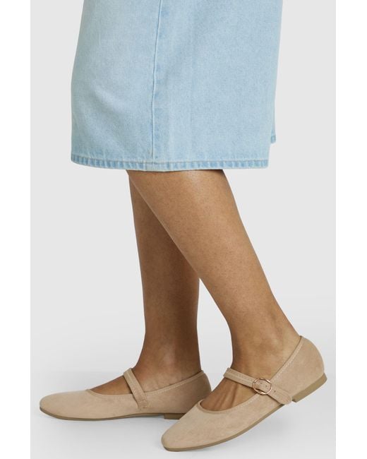 Boohoo Blue Faux Suede Ballet Flats