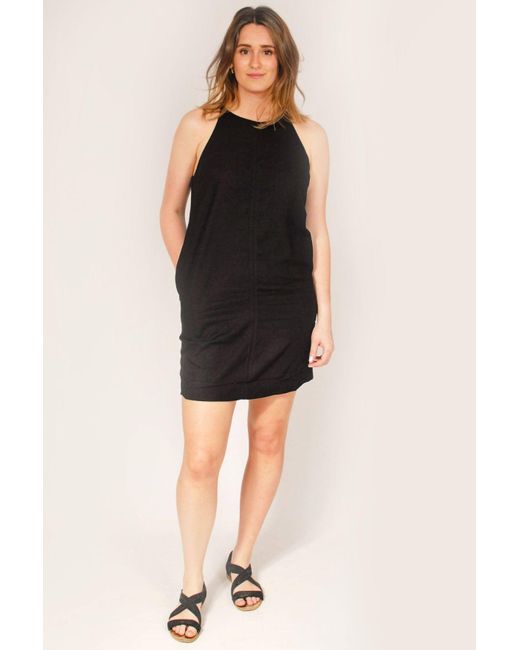 Secret Label Black High Neck Sleeveless Linen Dress