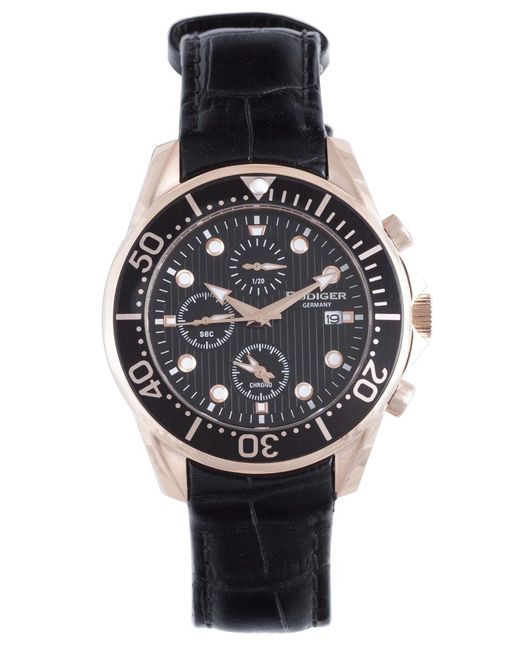 Rudiger Black Chemnitz Watch Leather for men