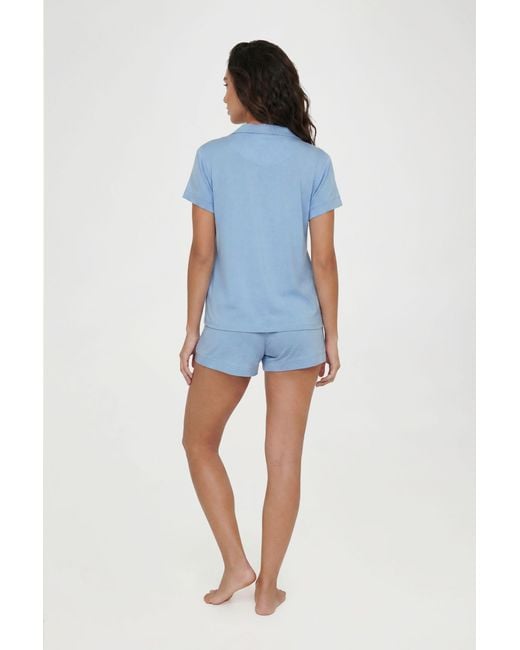 Boohoo Blue Soft Jersey Short Sleeve Shirt & Shorts Pyjama Set