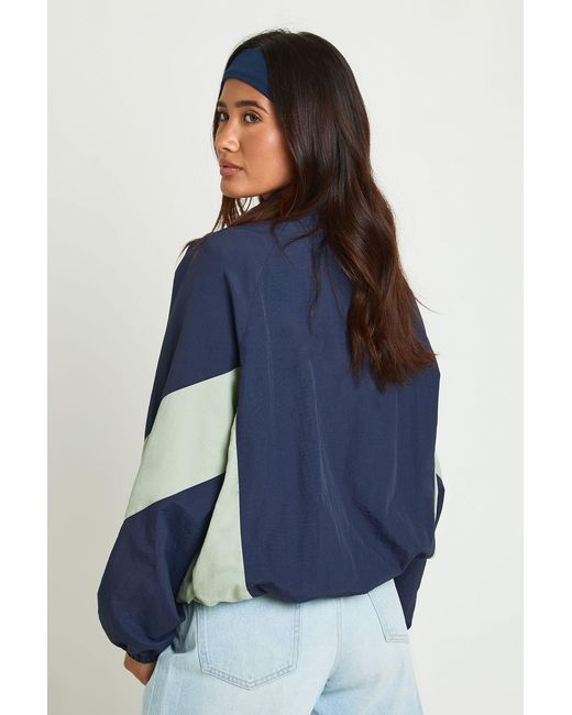Boohoo Blue Panelled Funnel Neck Jacket