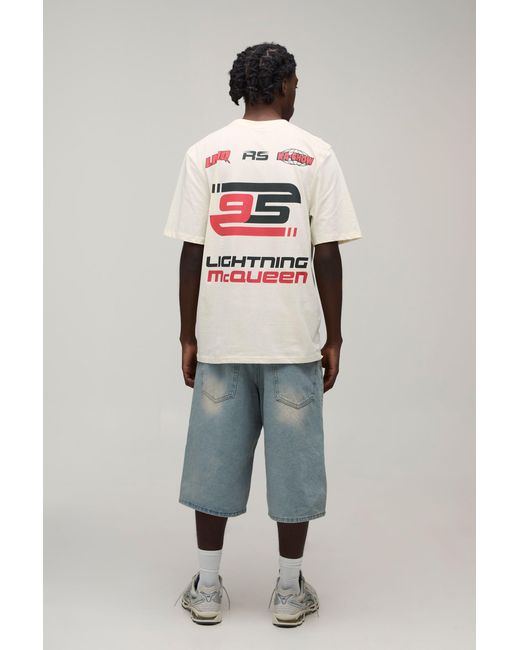 BoohooMAN Multicolor Tall Regular Lightning Mcqueen Motor License Print T-Shirt for men