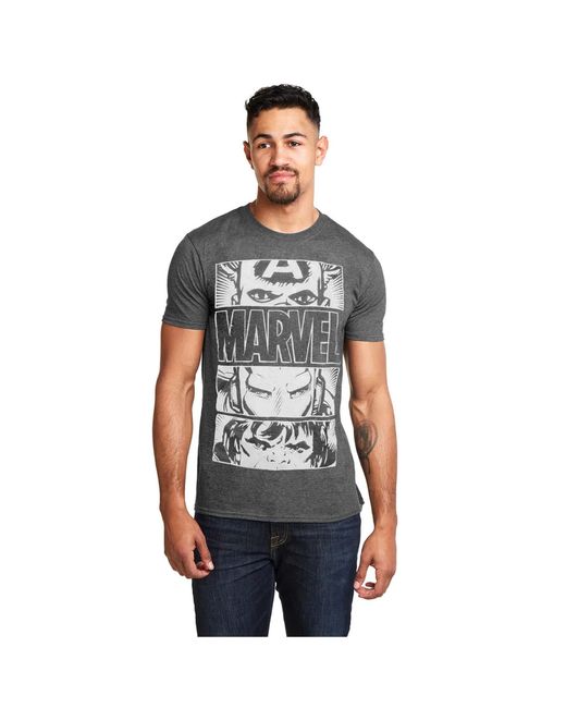 Marvel Gray Heroes Eyes Light T-Shirt (Dark Heather) for men