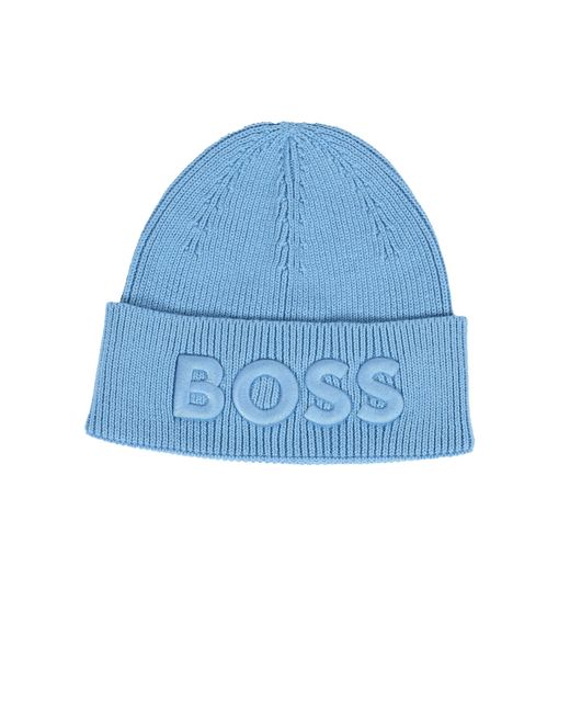 Boss Blue Afox Beanie Hat Open Cotton for men